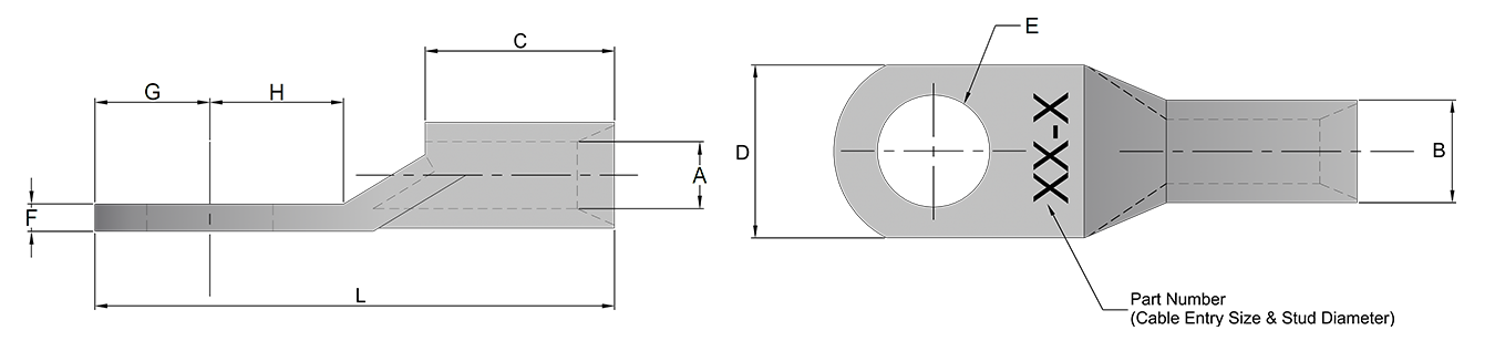 Copper Lug Size Guide Schematic from Swift Supplies